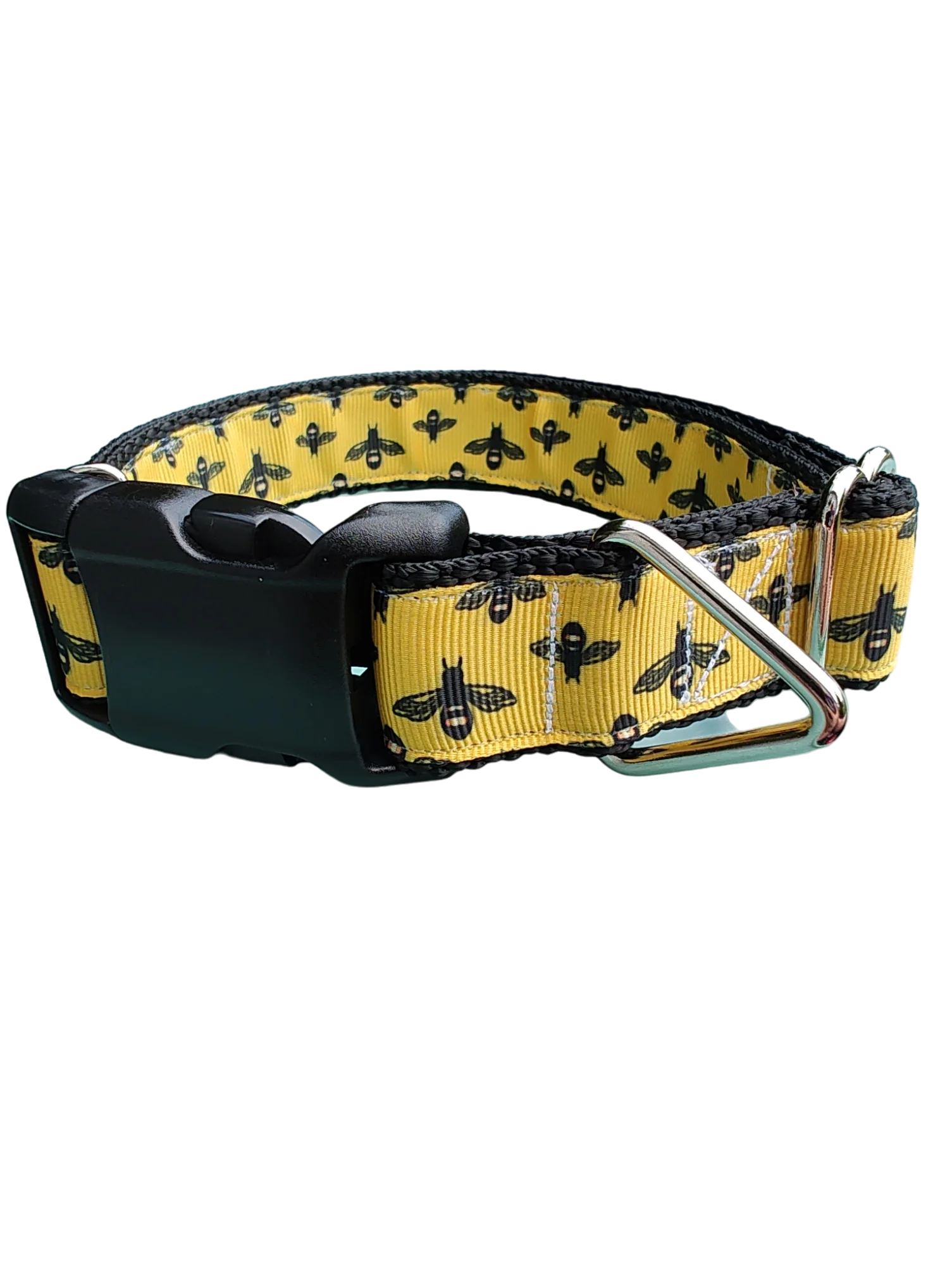 Bees On Yellow Nylon Dog Collar - Image 2