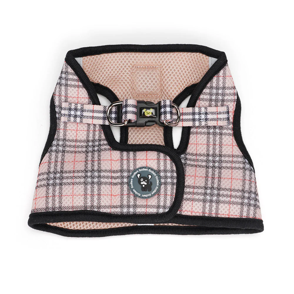 Beige Plaid Step In Dog Harness - Reflective Soft Mesh Halter - Teacup to Small Dogs - Image 4