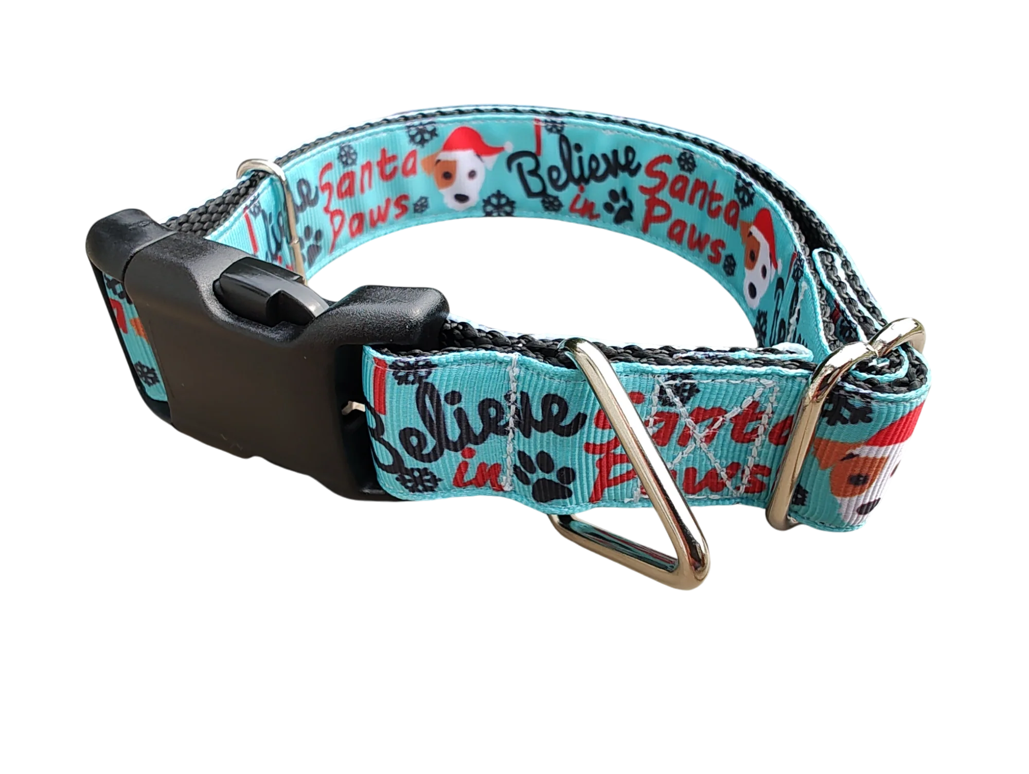 Believe In Santa Paws Christmas Nylon Dog Collar - Image 2