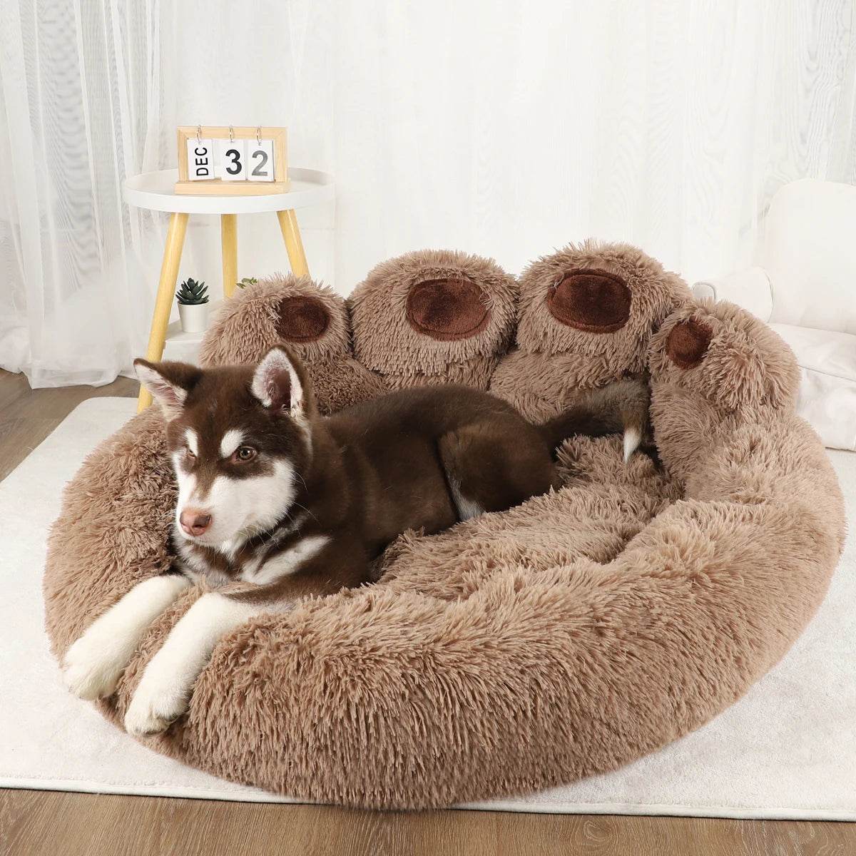 Big Paw Plush Pet Sofa Bed – Washable Dog & Cat Bed with Calming Raised Edges (Small to XL) - Image 3