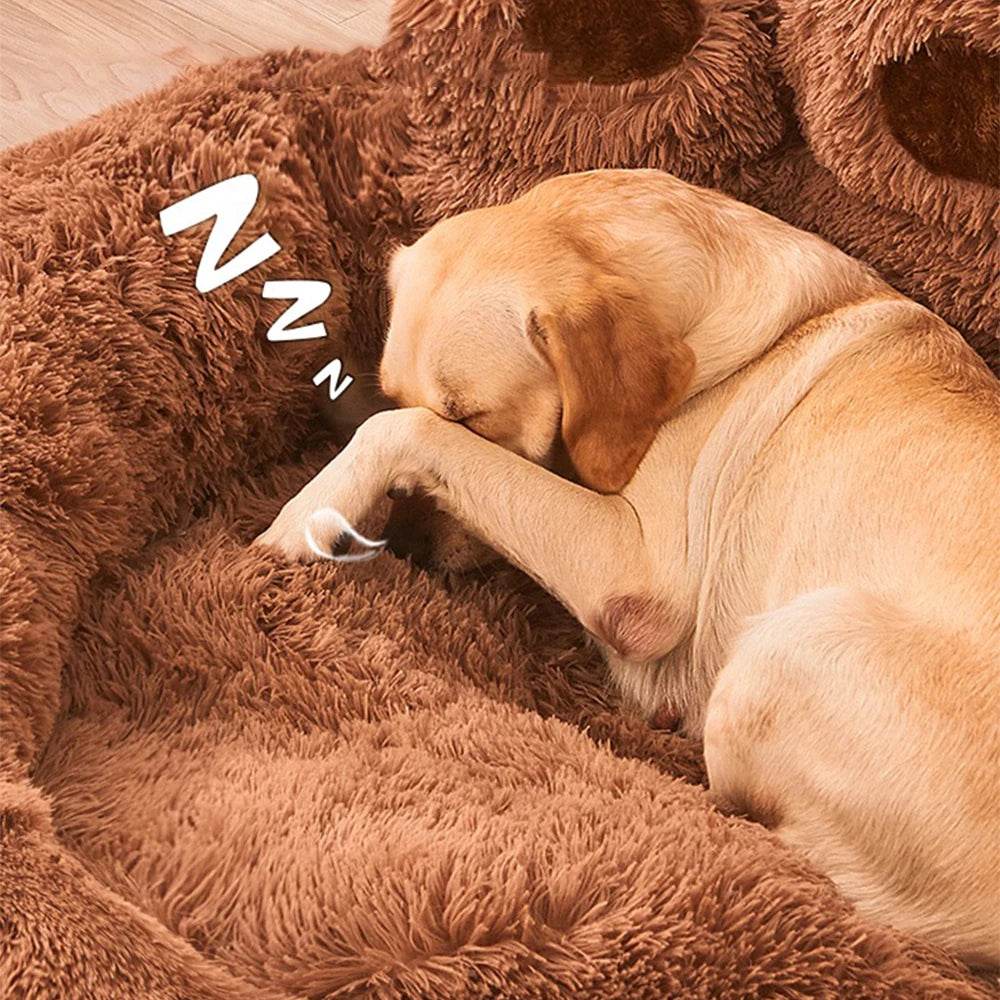 Big Paw Plush Pet Sofa Bed – Washable Dog & Cat Bed with Calming Raised Edges (Small to XL) - Image 5