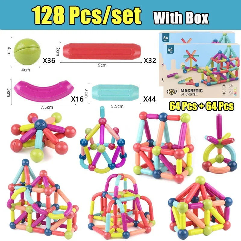 Big Size DIY Magnetic Construction Set Early Learning Constructor Variety Magnetic Rod Building Blocks For Children Toys Gift - Image 12