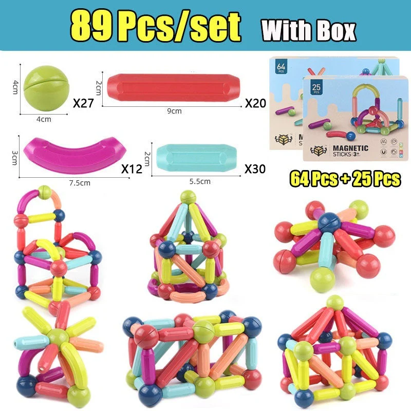 Big Size DIY Magnetic Construction Set Early Learning Constructor Variety Magnetic Rod Building Blocks For Children Toys Gift - Image 13