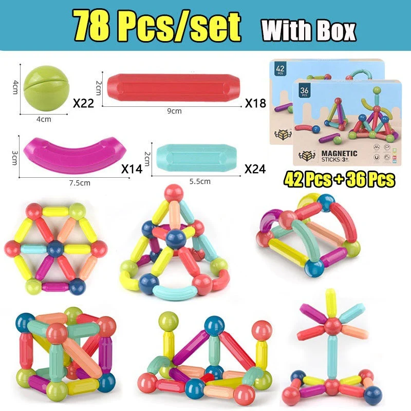 Big Size DIY Magnetic Construction Set Early Learning Constructor Variety Magnetic Rod Building Blocks For Children Toys Gift - Image 14