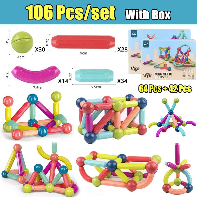 Big Size DIY Magnetic Construction Set Early Learning Constructor Variety Magnetic Rod Building Blocks For Children Toys Gift - Image 15