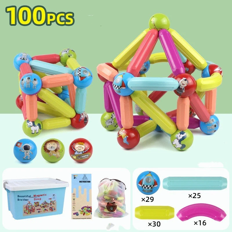 Big Size DIY Magnetic Construction Set Early Learning Constructor Variety Magnetic Rod Building Blocks For Children Toys Gift - Image 4