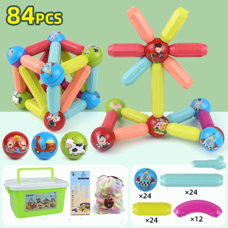 Big Size DIY Magnetic Construction Set Early Learning Constructor Variety Magnetic Rod Building Blocks For Children Toys Gift - Image 8