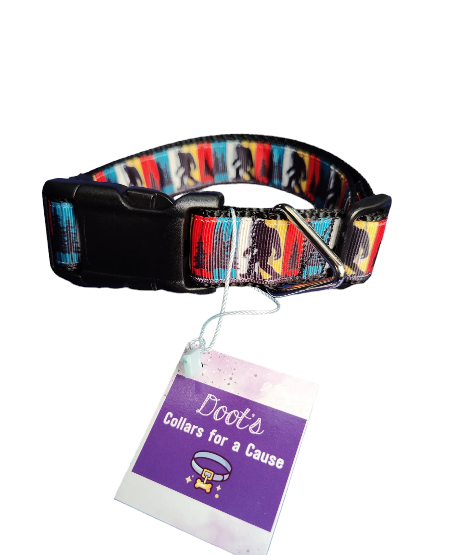 Bigfoot Sasquatch Black Nylon Dog Collar MD, LG, XL, Leash - Image 4