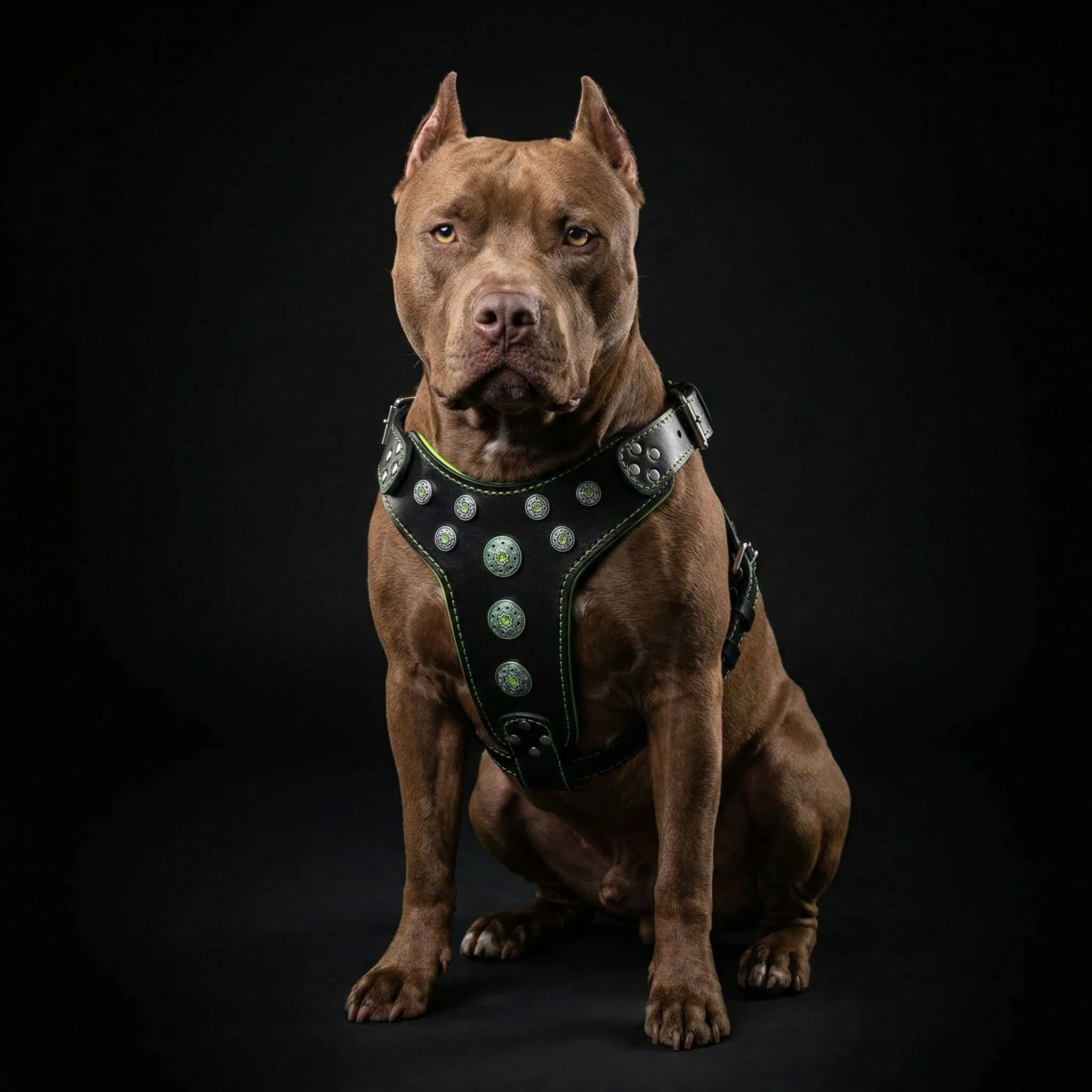 ''Bijou'' harness Black & Green for big dogs - Image 3