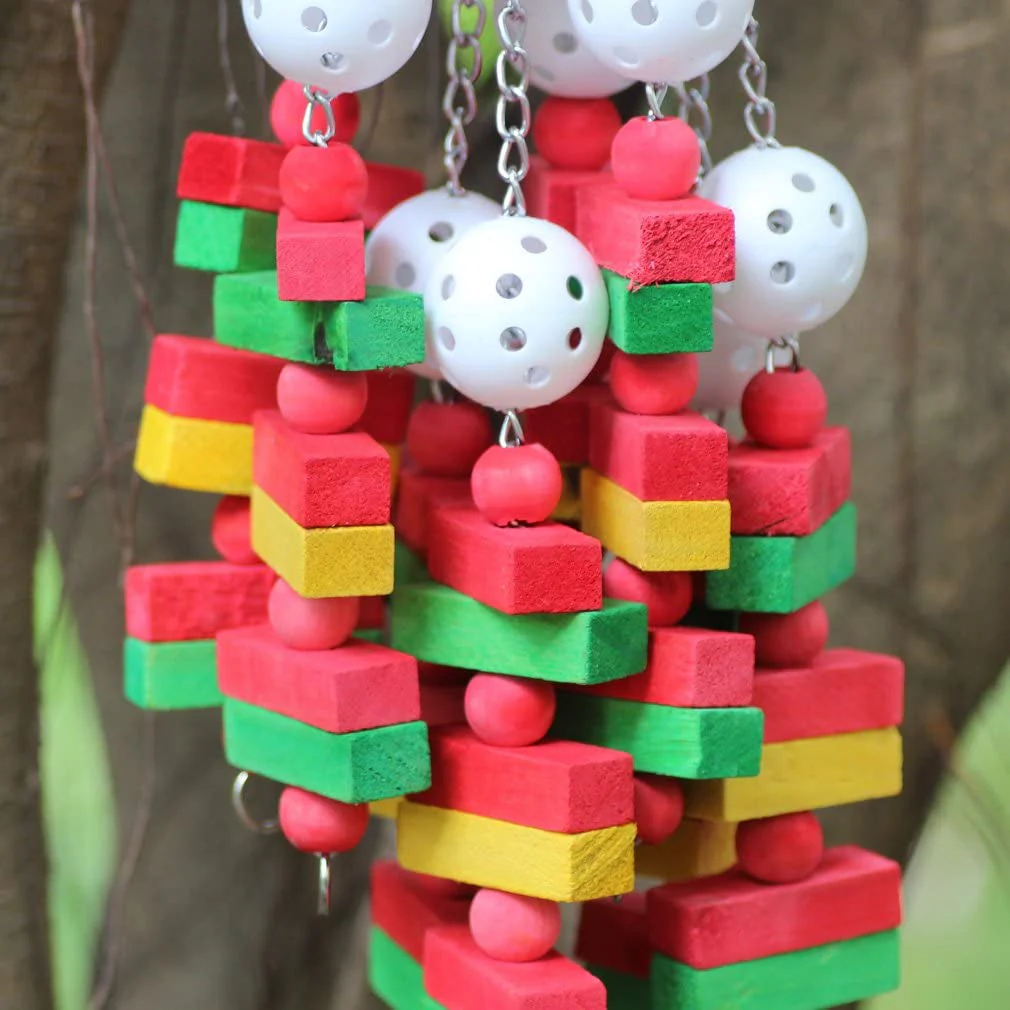 Bird Chewing Toy Large Medium Parrot Cage Bite Toys African Grey Macaws Cockatoos Eclectus Amazon (Apple-22Inch) - Image 5