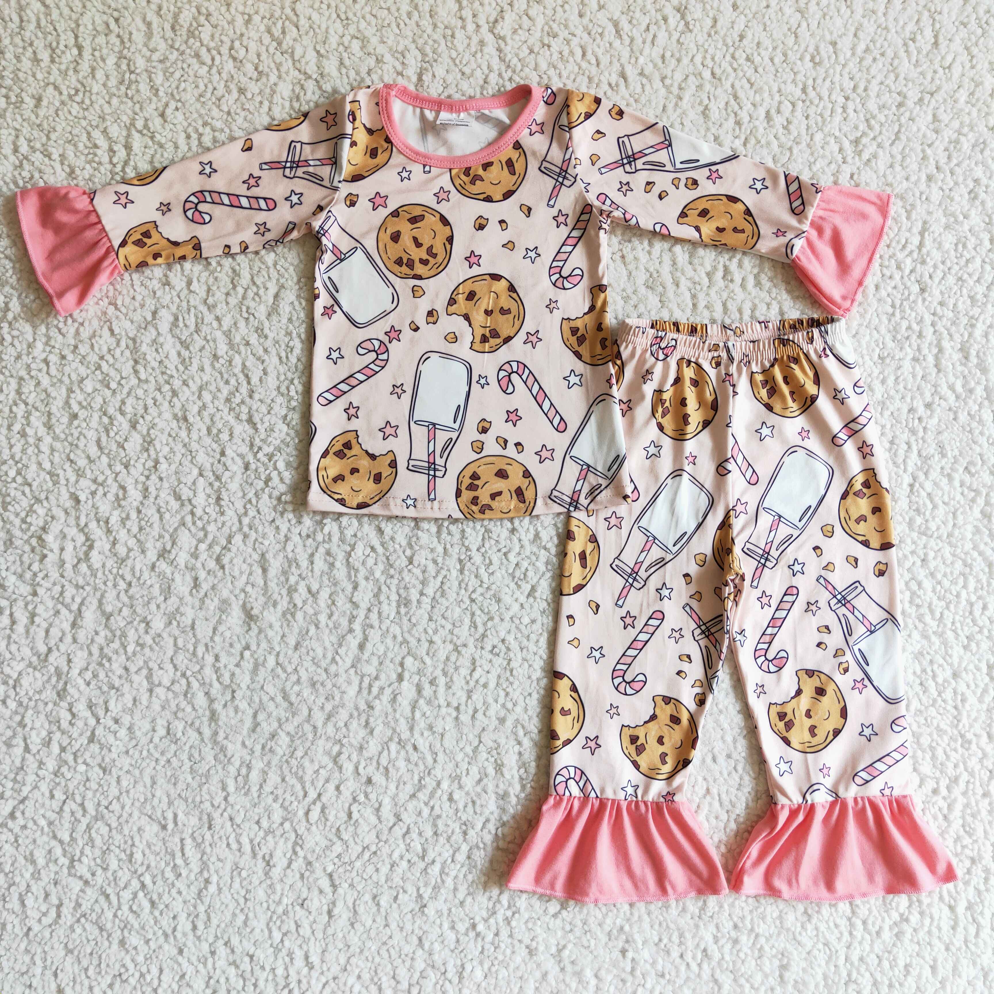 Biscuit milk candy cane girls Christmas pajamas - Image 2