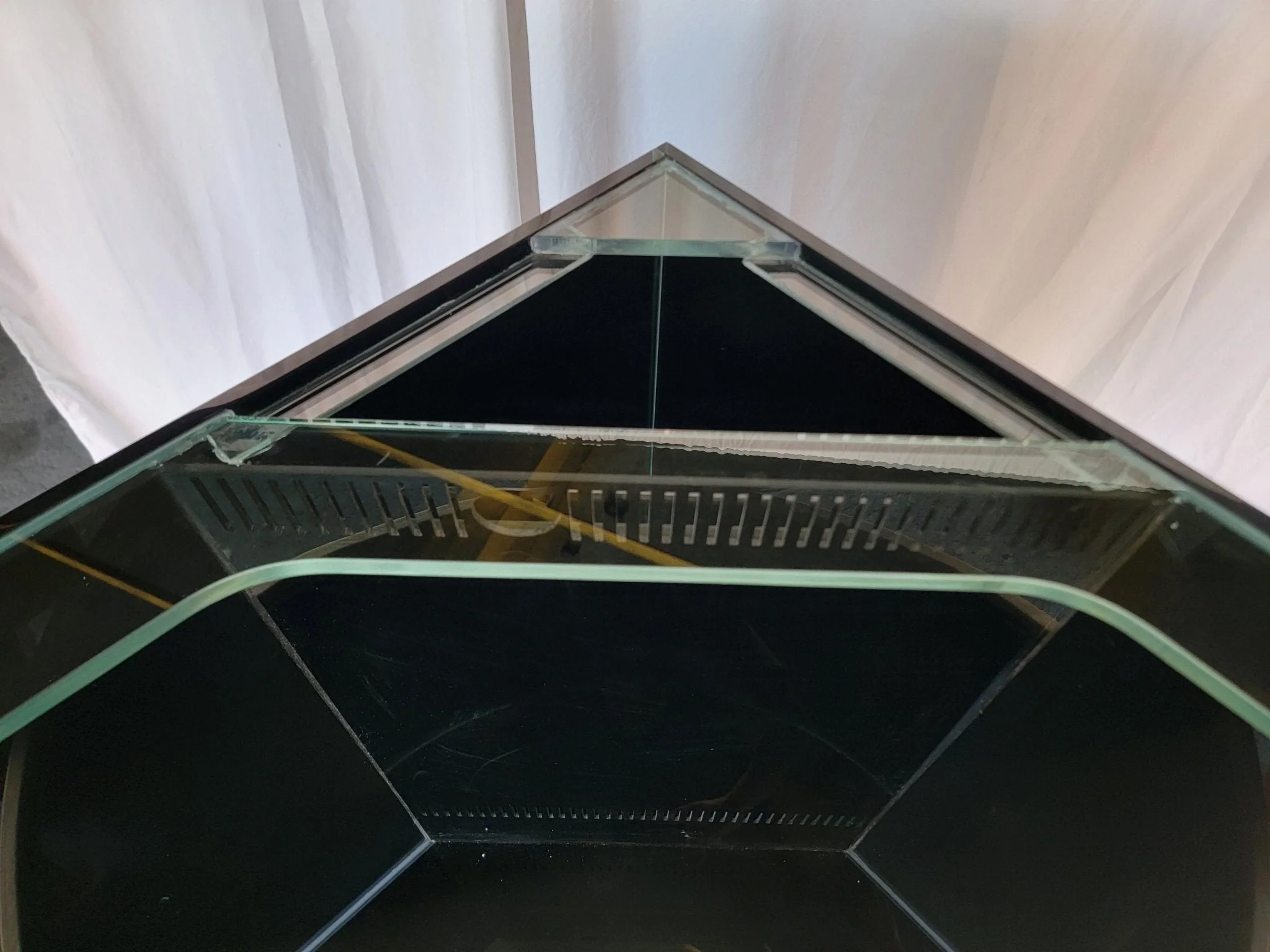 *BLACK* 90g Corner 1/4 Cylinder Glass Aquarium Set in Flush Wood Furniture - Image 11