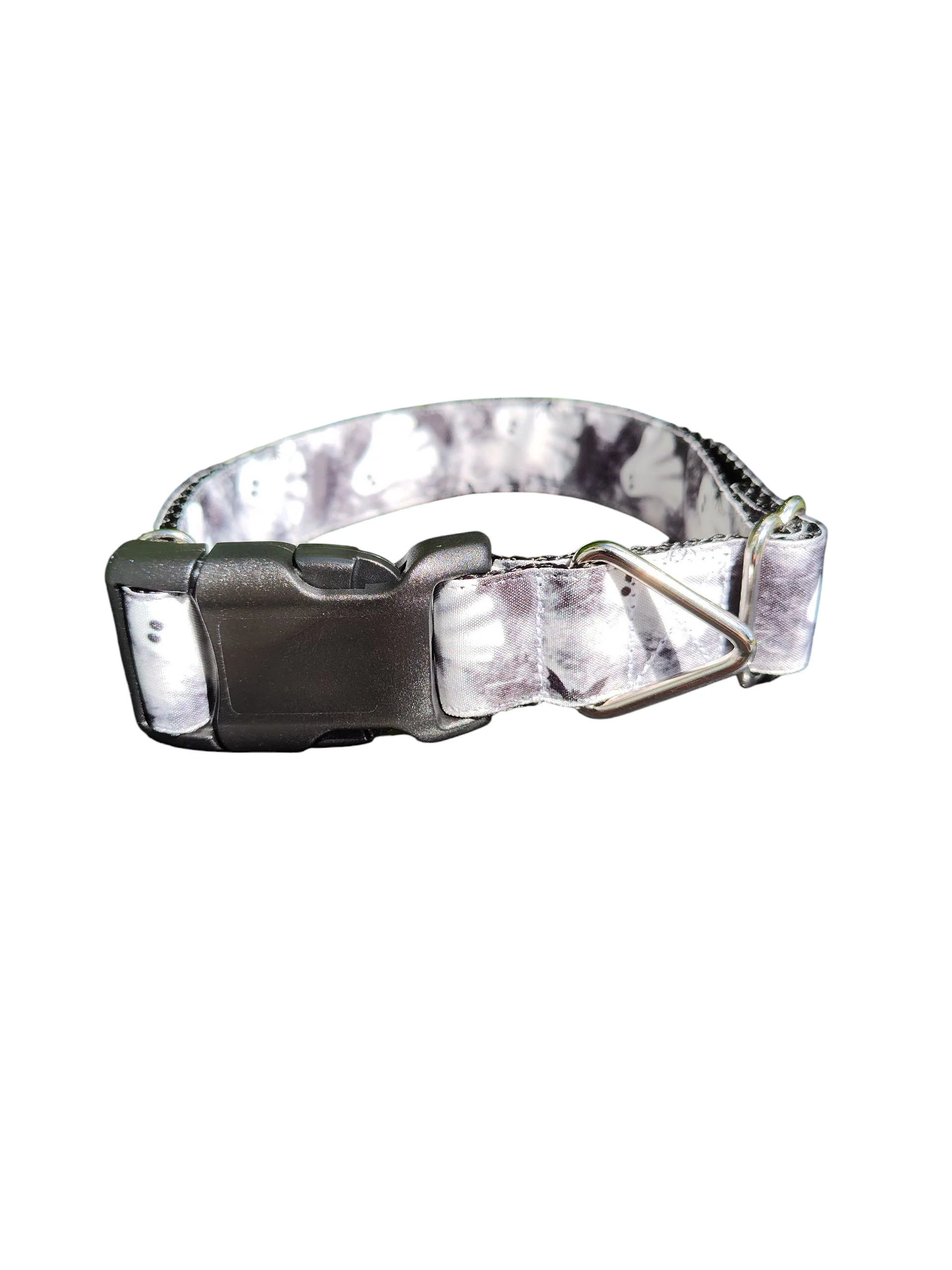 Black and White Ghosts Nylon Dog Collar - Image 2