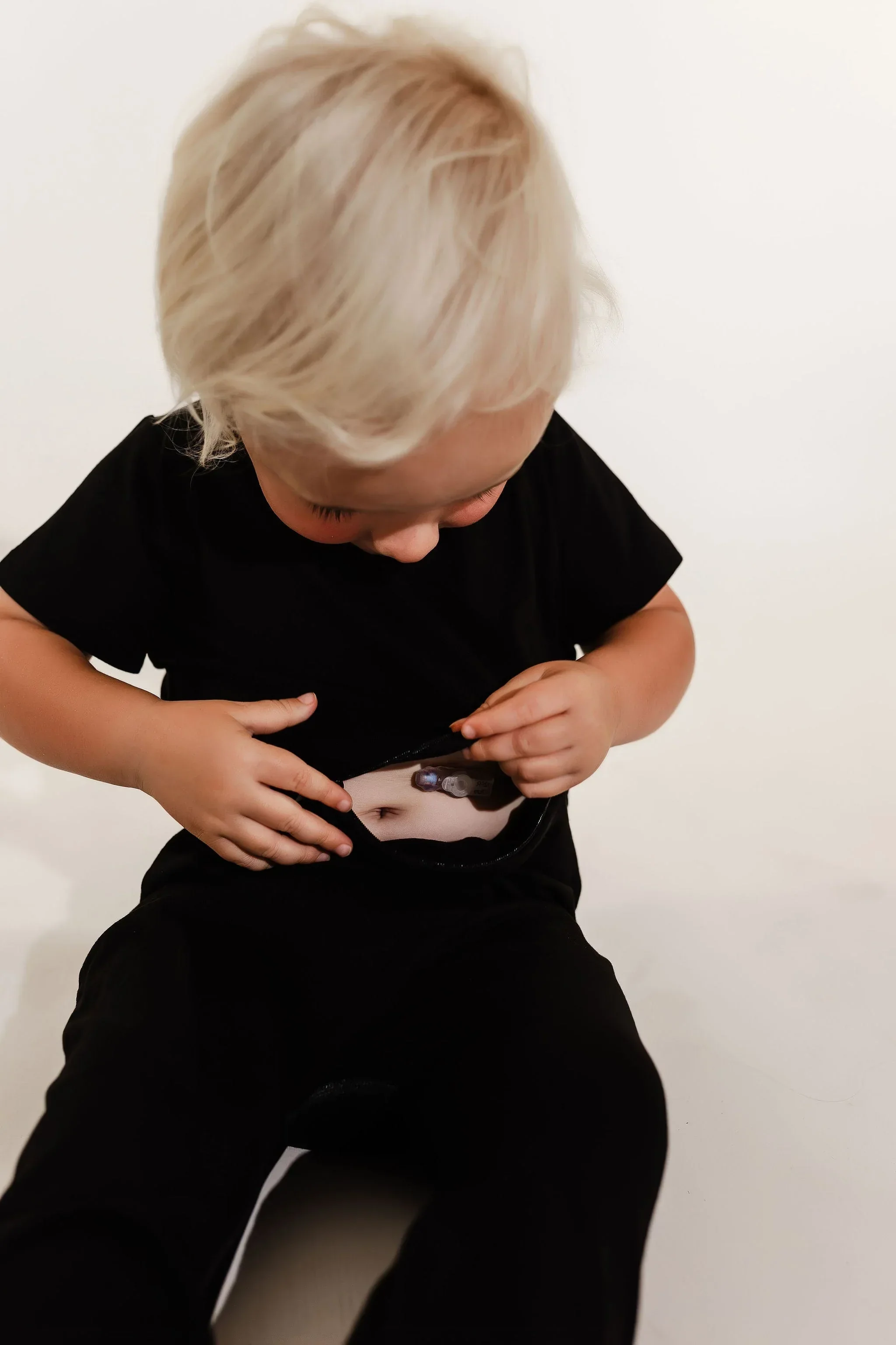 Black Bamboo Lyocell Romper with G-Tube Access - Image 3