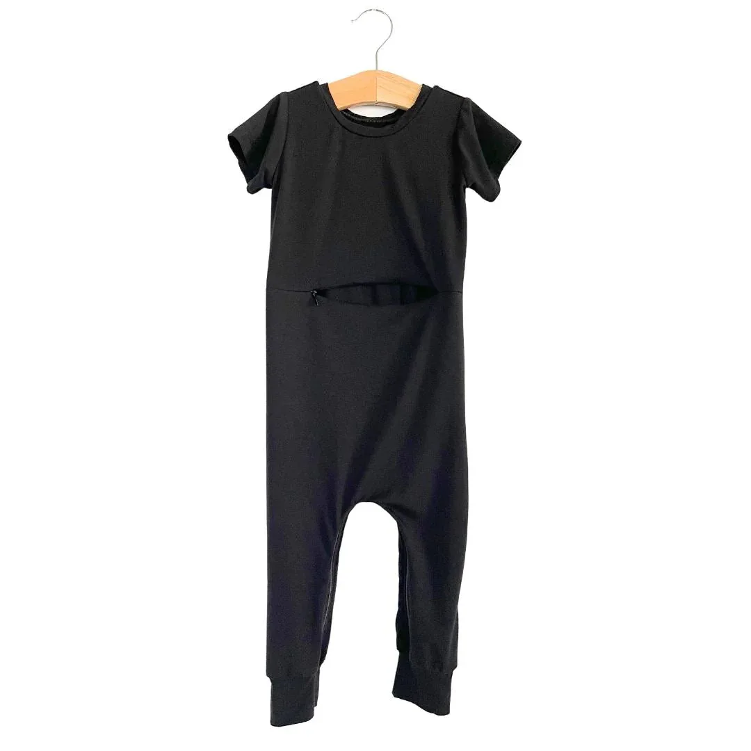 Black Bamboo Lyocell Romper with G-Tube Access - Image 4