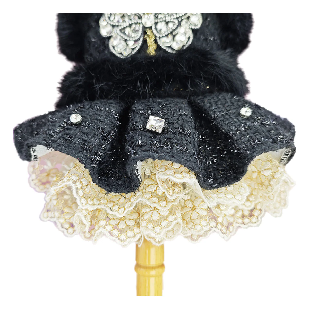 Black Butterfly Embellished Pet Dress Dog Coat - Image 5