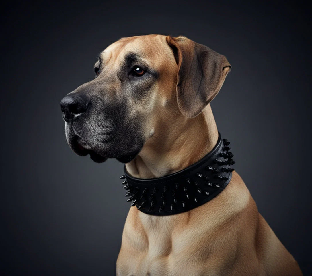 Black ''Crown'' soft leather dog collar - Image 2