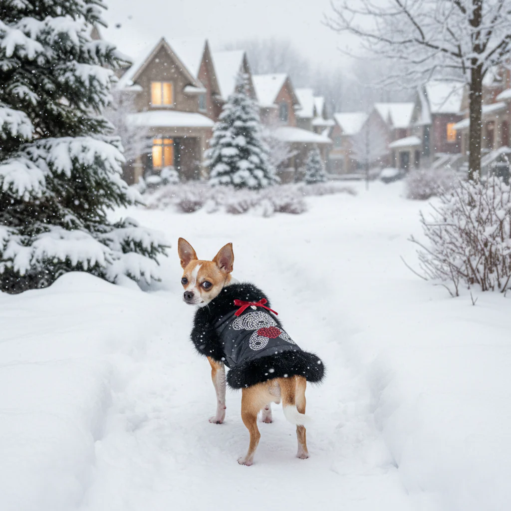 Black Faux Fur Dog Coat - Image 3