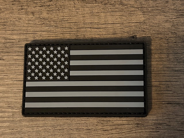 Black/Grey US American Flag Patch - Heavy Duty PVC/Rubber - Image 3