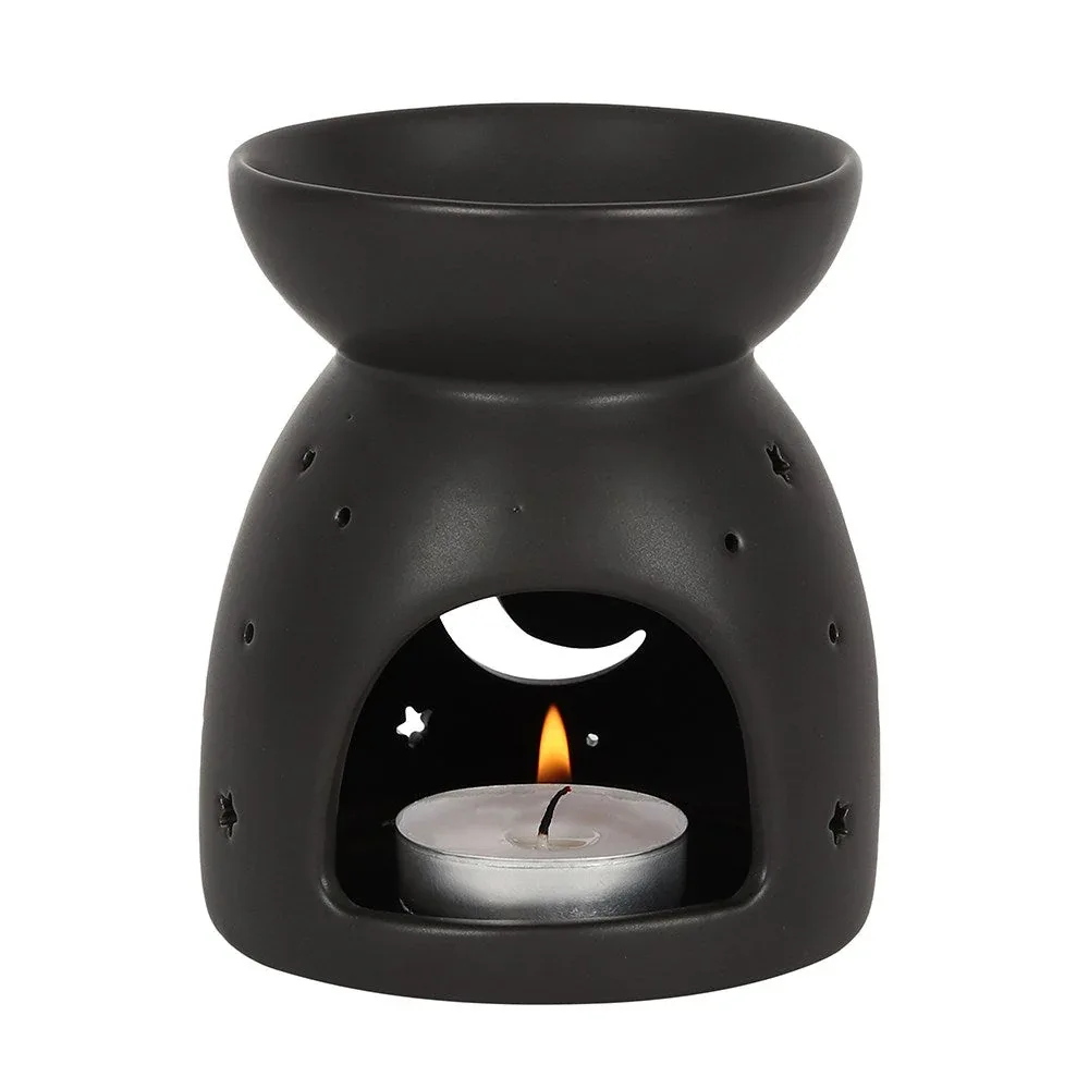 Black Mystical Moon Cut Out Oil Burner and Wax Warmer - Image 2