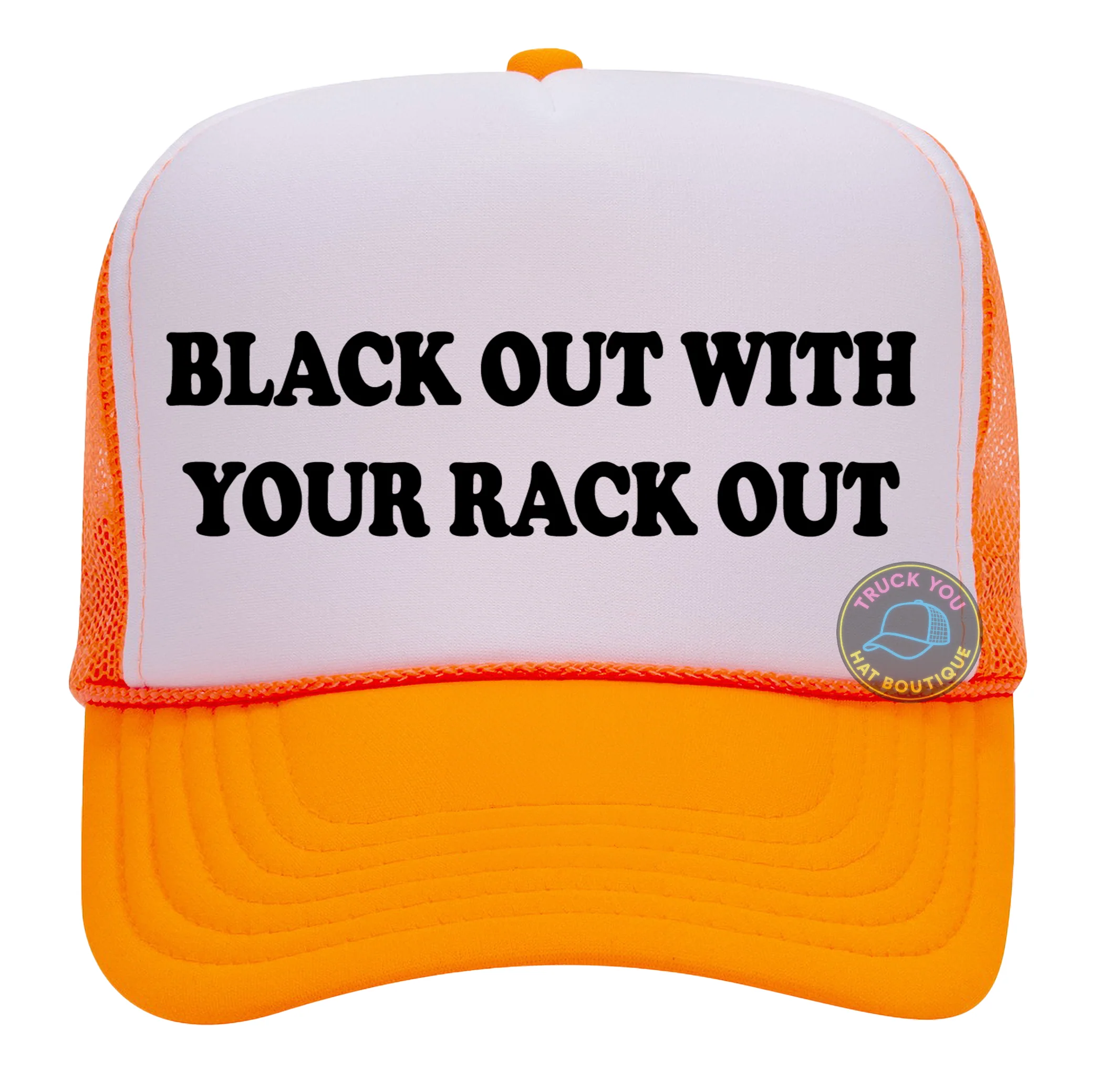 Black Out With Your Rack Out Adult Otto Foam Trucker Hat - Image 2