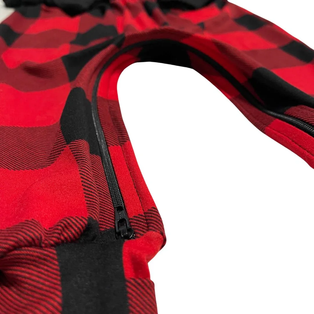 Black/Red Buffalo Plaid BUBBLE Zip Romper - Image 3
