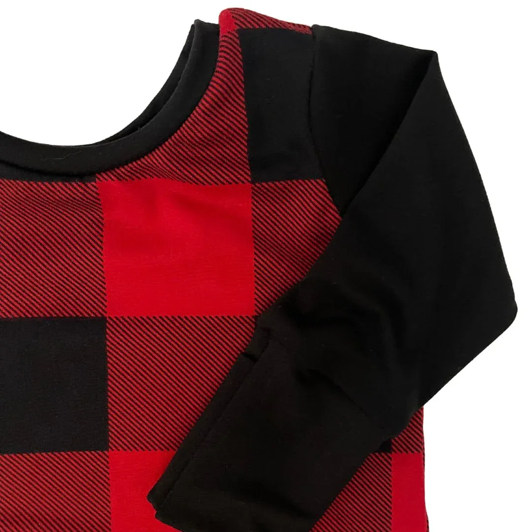Black/Red Buffalo Plaid Zip Romper - Image 2