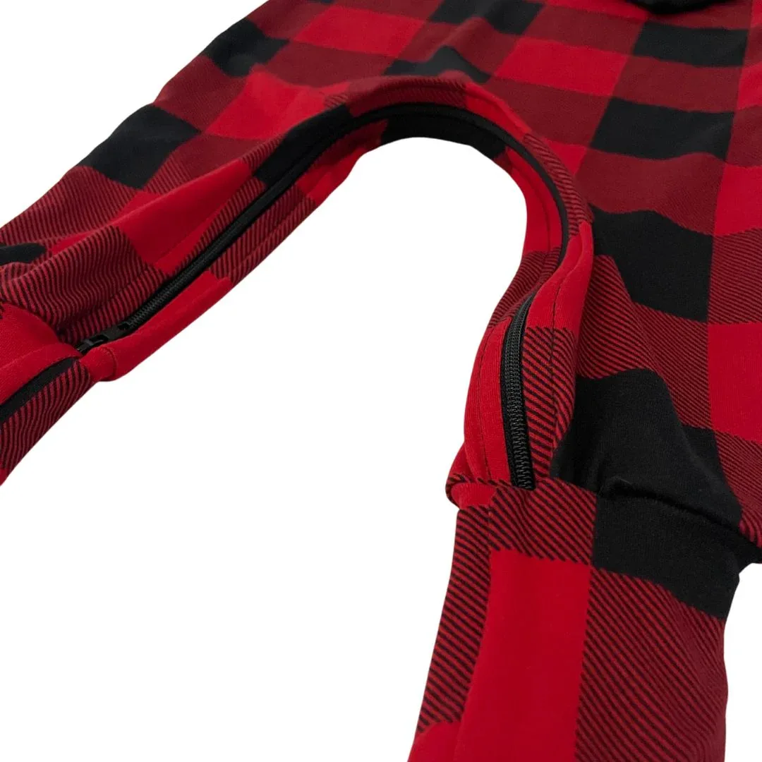 Black/Red Buffalo Plaid Zip Romper - Image 3