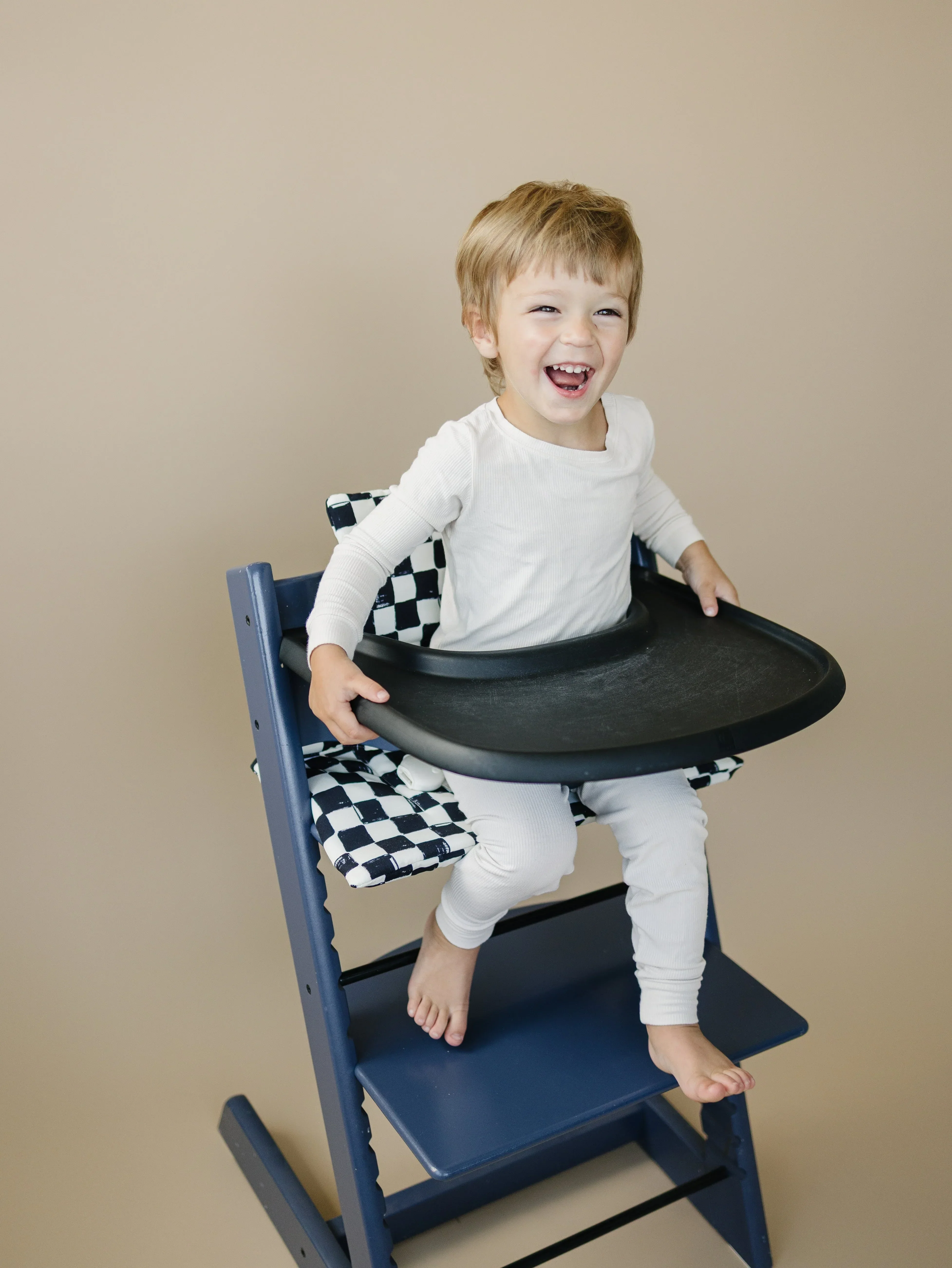 Black & White Checkered Cushion for the Stokke Tripp Trapp Highchair - Image 2