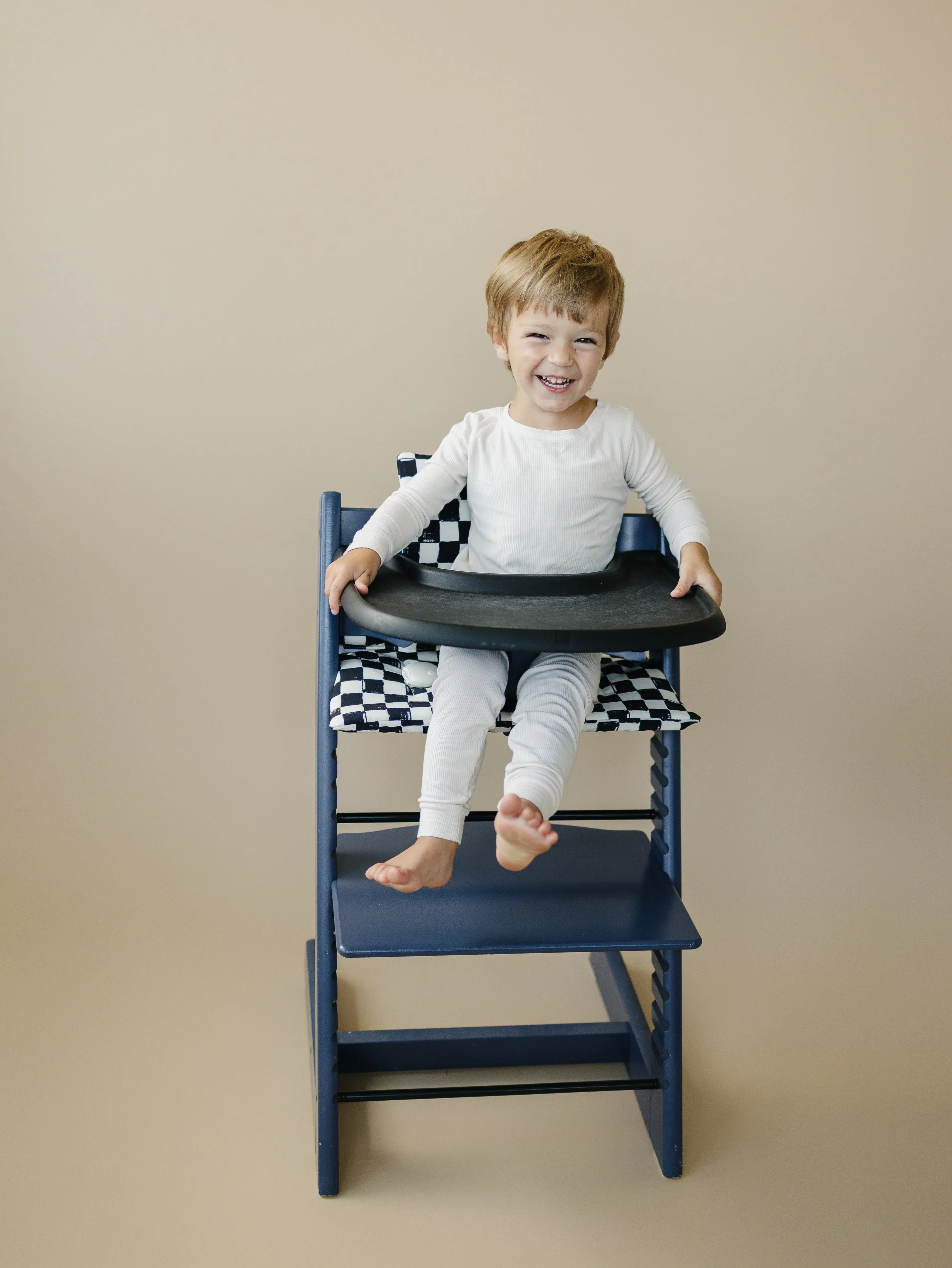 Black & White Checkered Cushion for the Stokke Tripp Trapp Highchair - Image 4