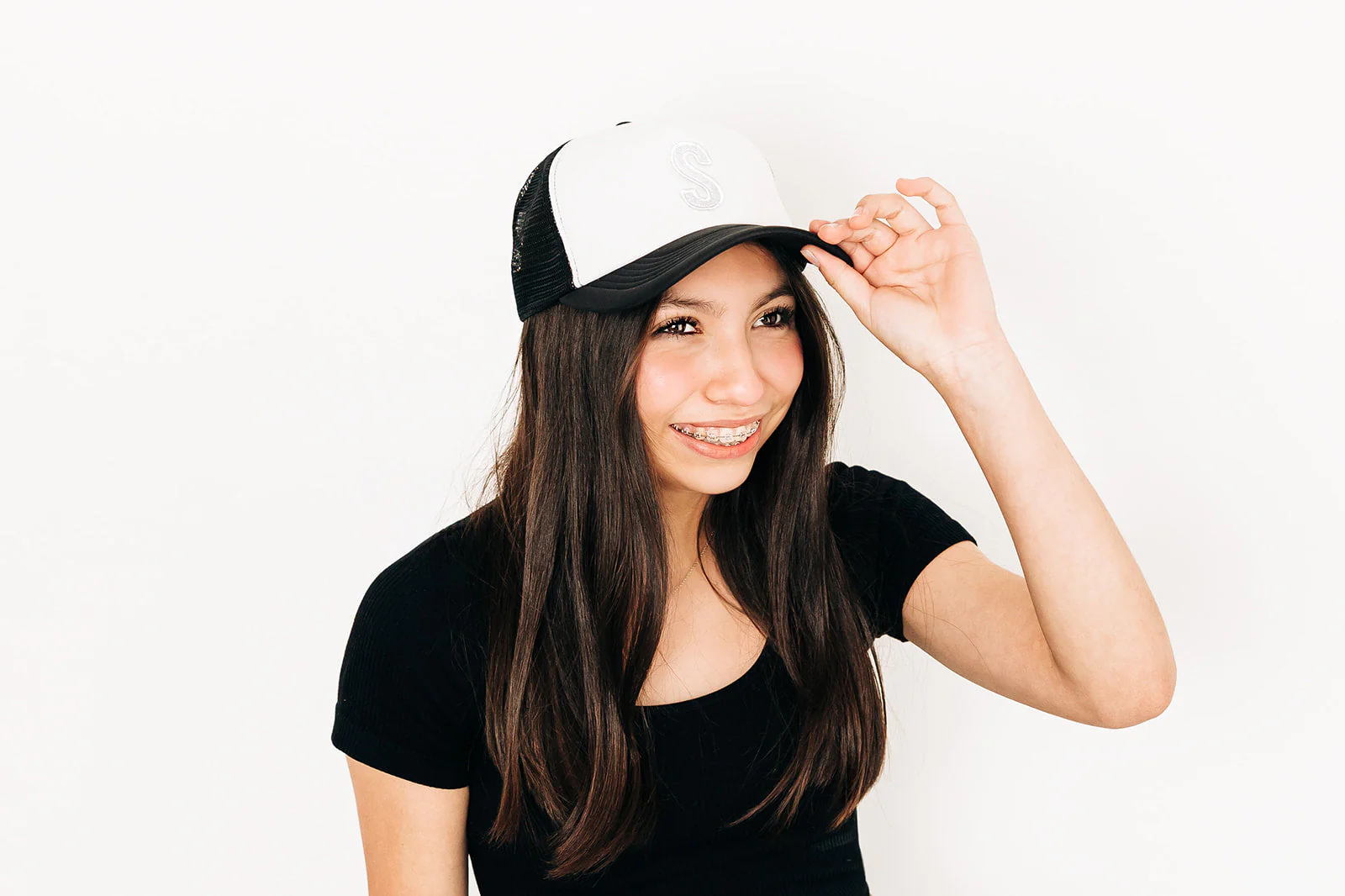 Black & White Letter Trucker Hat - Image 4