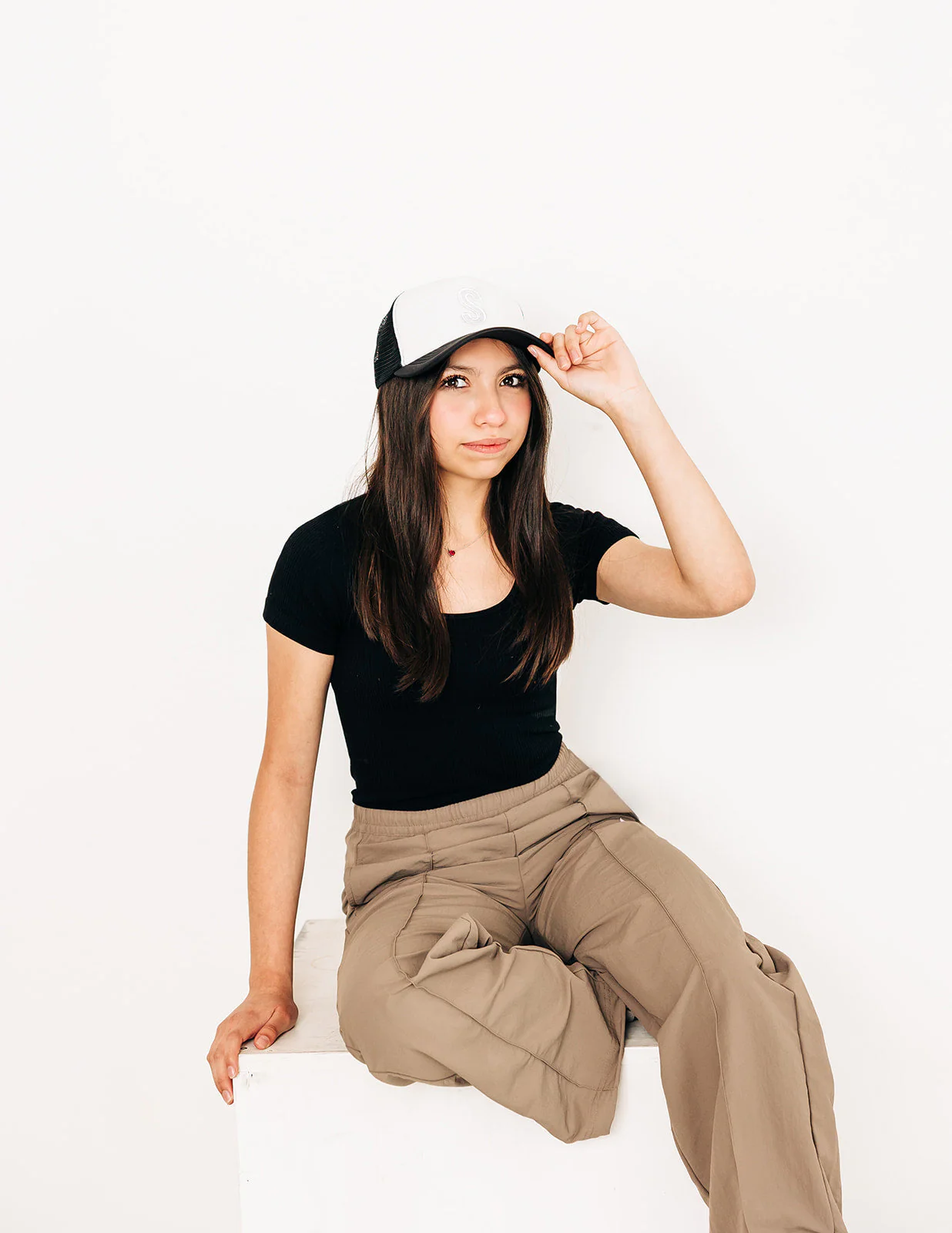Black & White Letter Trucker Hat - Image 7