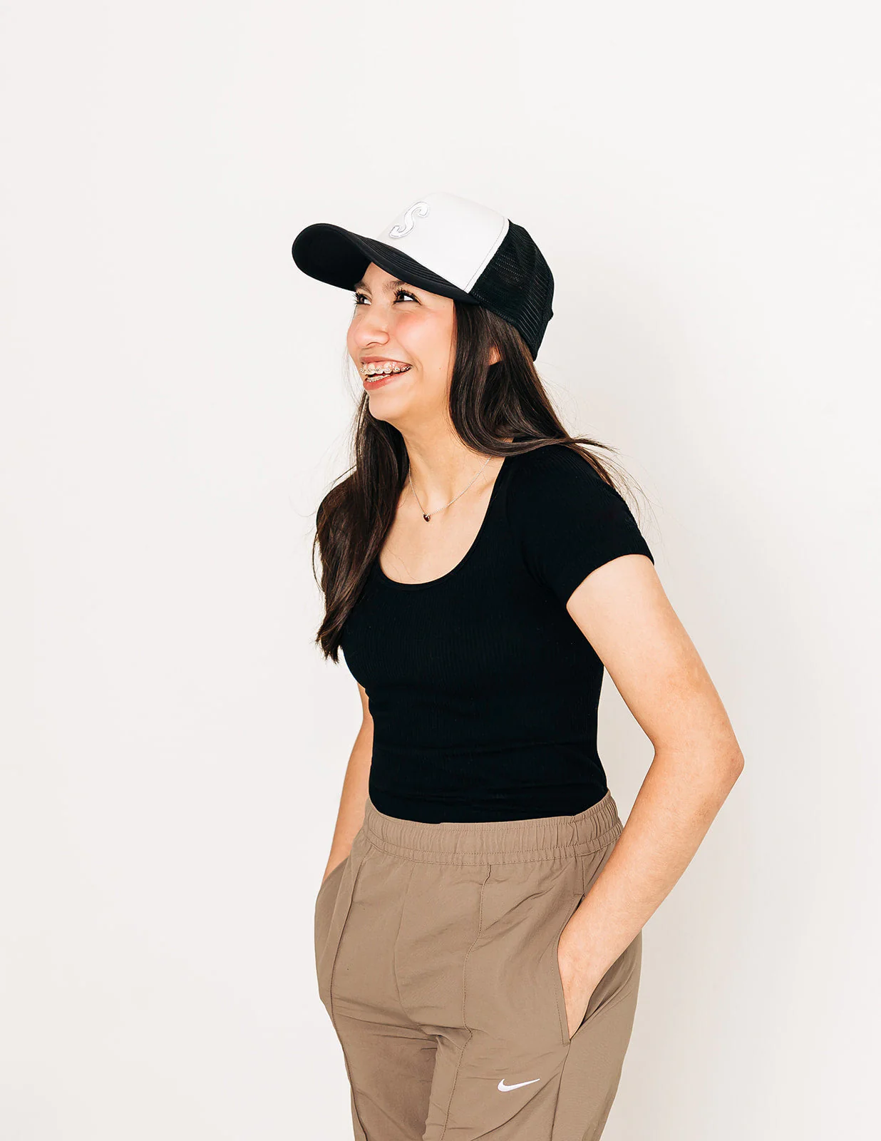 Black & White Letter Trucker Hat - Image 8