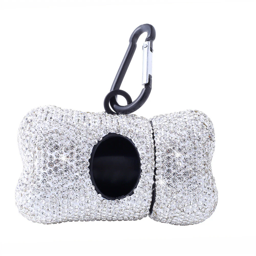 Bling Dog Poop Bag Holder – Crystal Bone Dispenser - Image 2