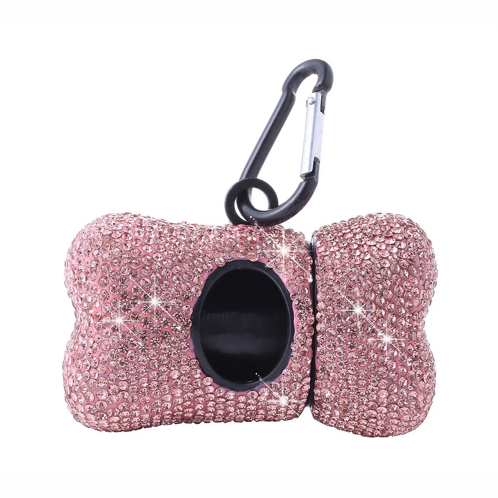 Bling Dog Poop Bag Holder – Crystal Bone Dispenser - Image 4