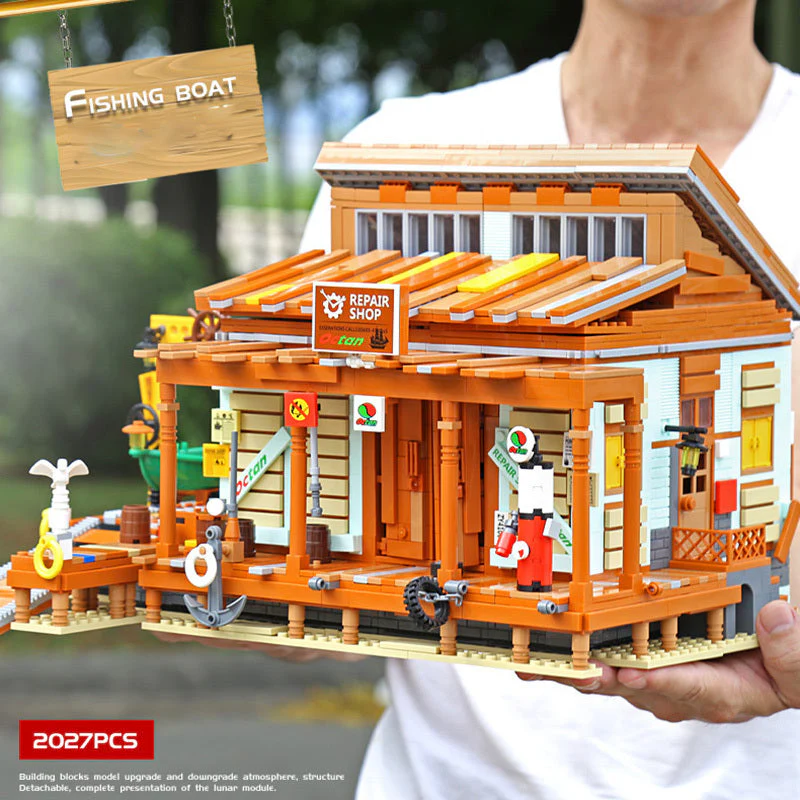 Blocks Bricks Old Fishing House Series Captain's Wharf Toys For Kids Christmas Gifts - Image 2