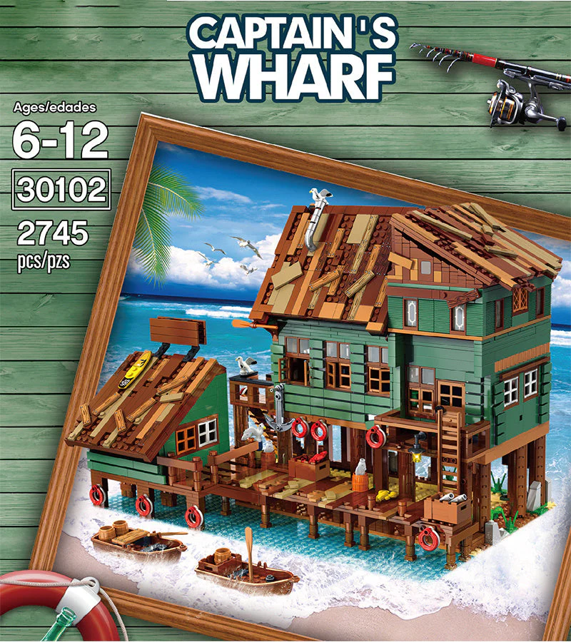 Blocks Bricks Old Fishing House Series Captain's Wharf Toys For Kids Christmas Gifts - Image 5