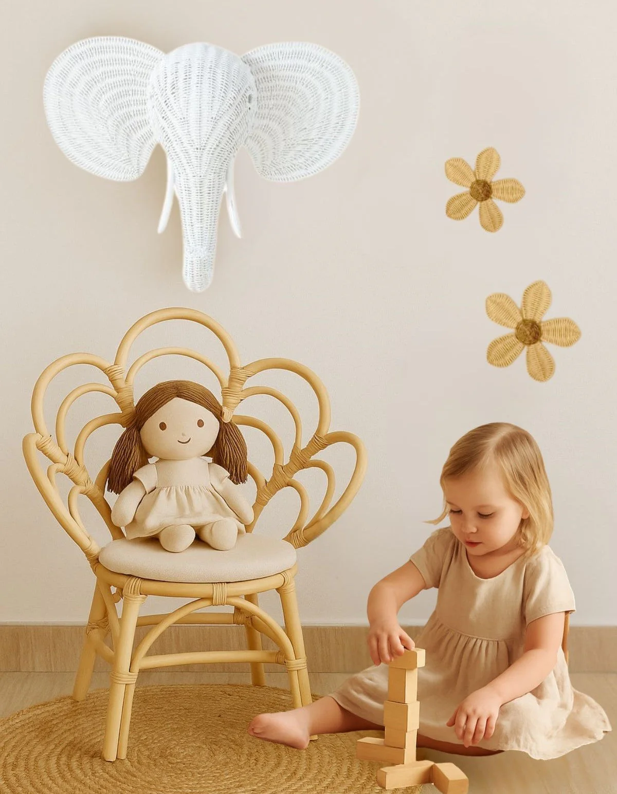 Blossom Dreams Girls Bedroom Rattan Decorative Flower Chair - Image 4