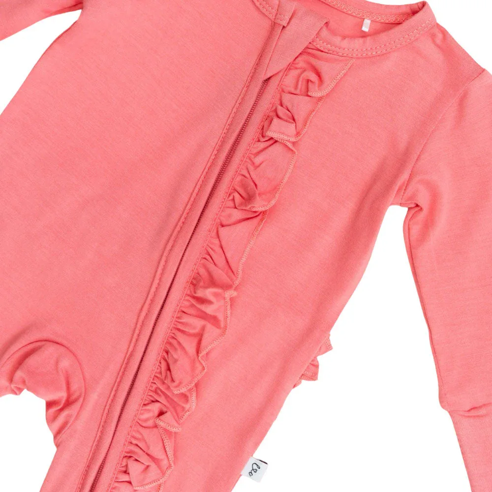 Blossom Solid Bamboo Ruffle Convertible Footie - Image 3