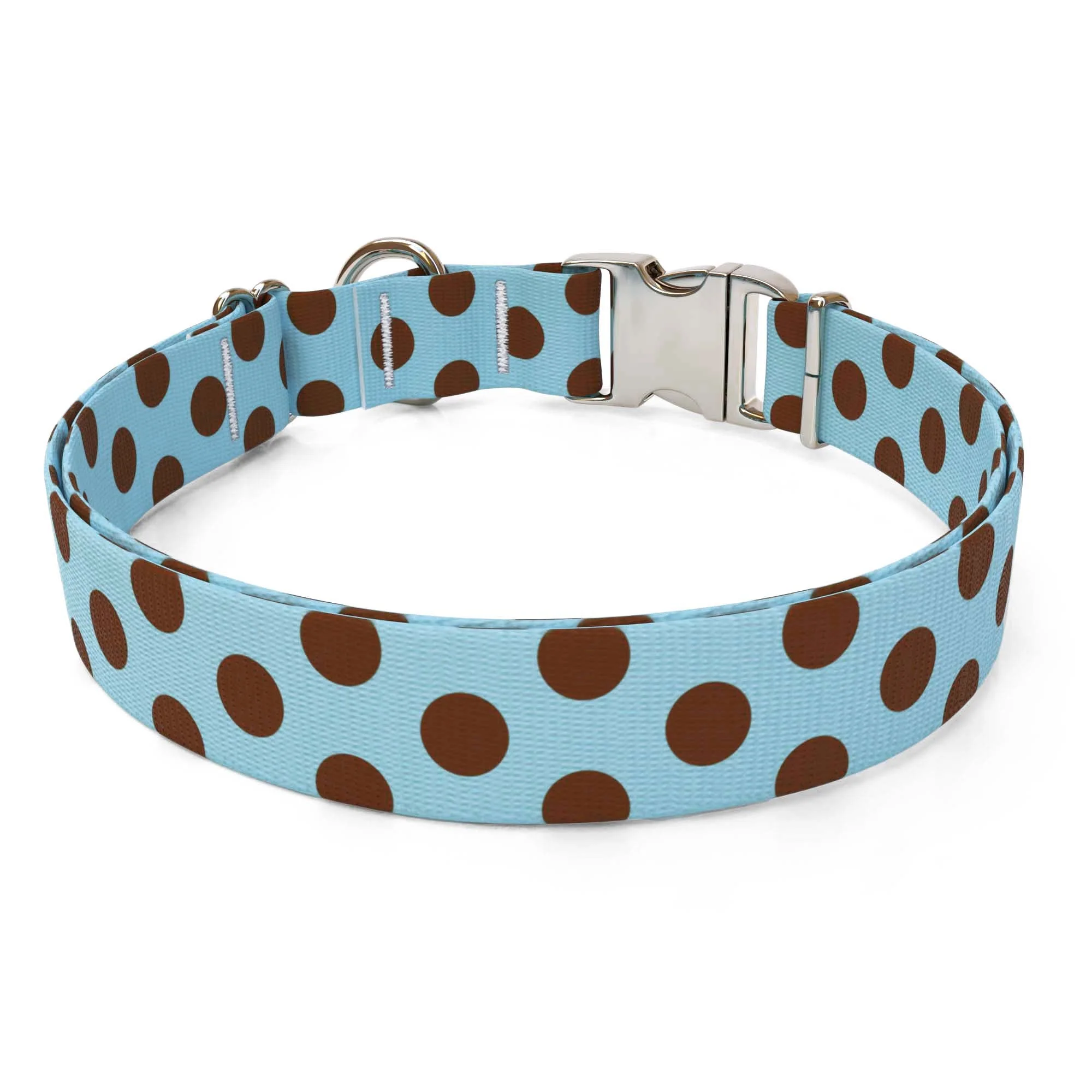 Blue and Brown Polka Dot Dog Collar - Image 2