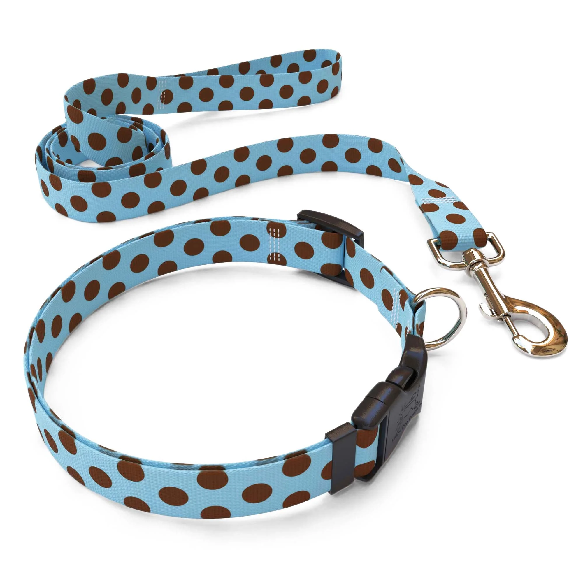 Blue and Brown Polka Dot Dog Collar - Image 4