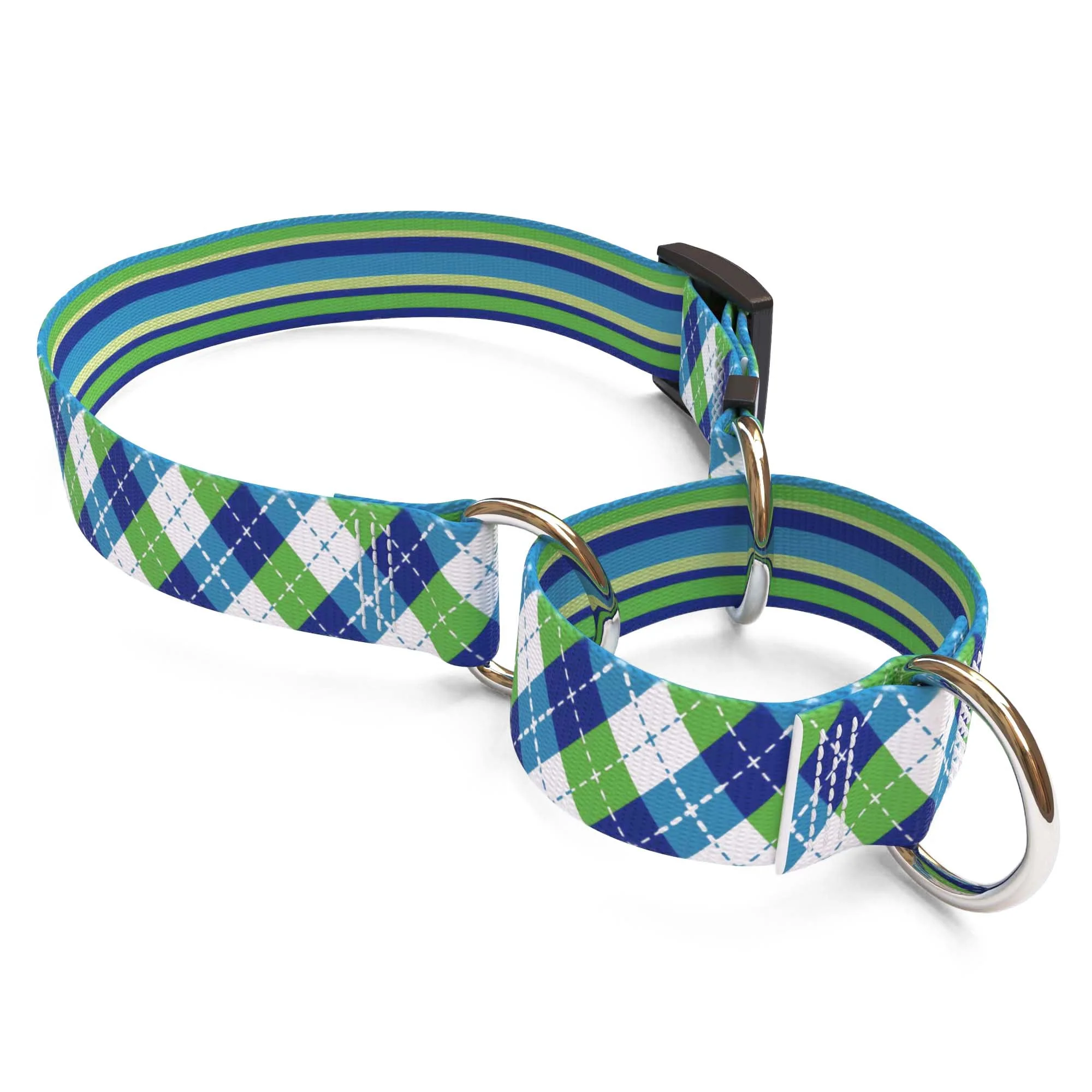 Blue and Green Argyle Dog Collar - Image 2