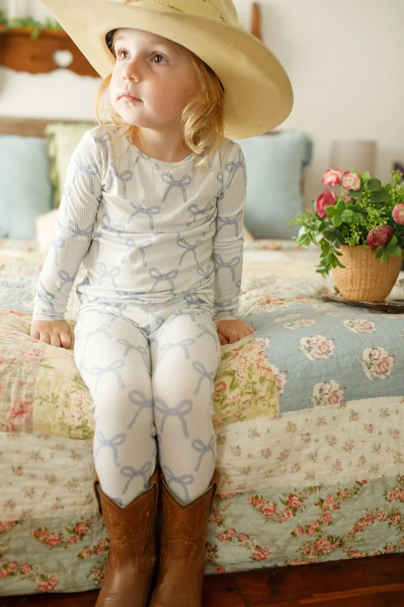 Blue Belle 2pc Ribbed Bamboo Pajamas