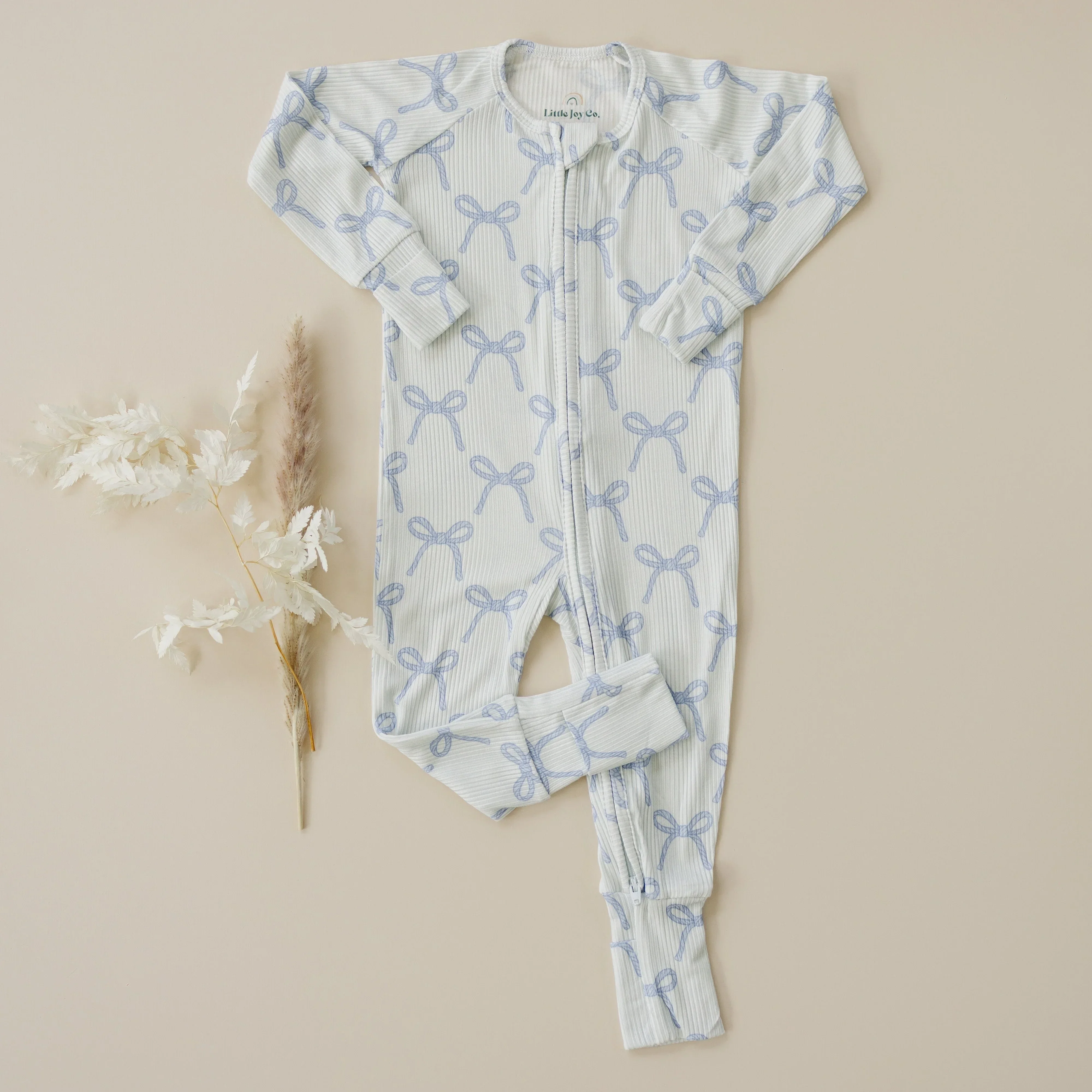 Blue Belle Ribbed Bamboo Zippy Pajamas - Image 4