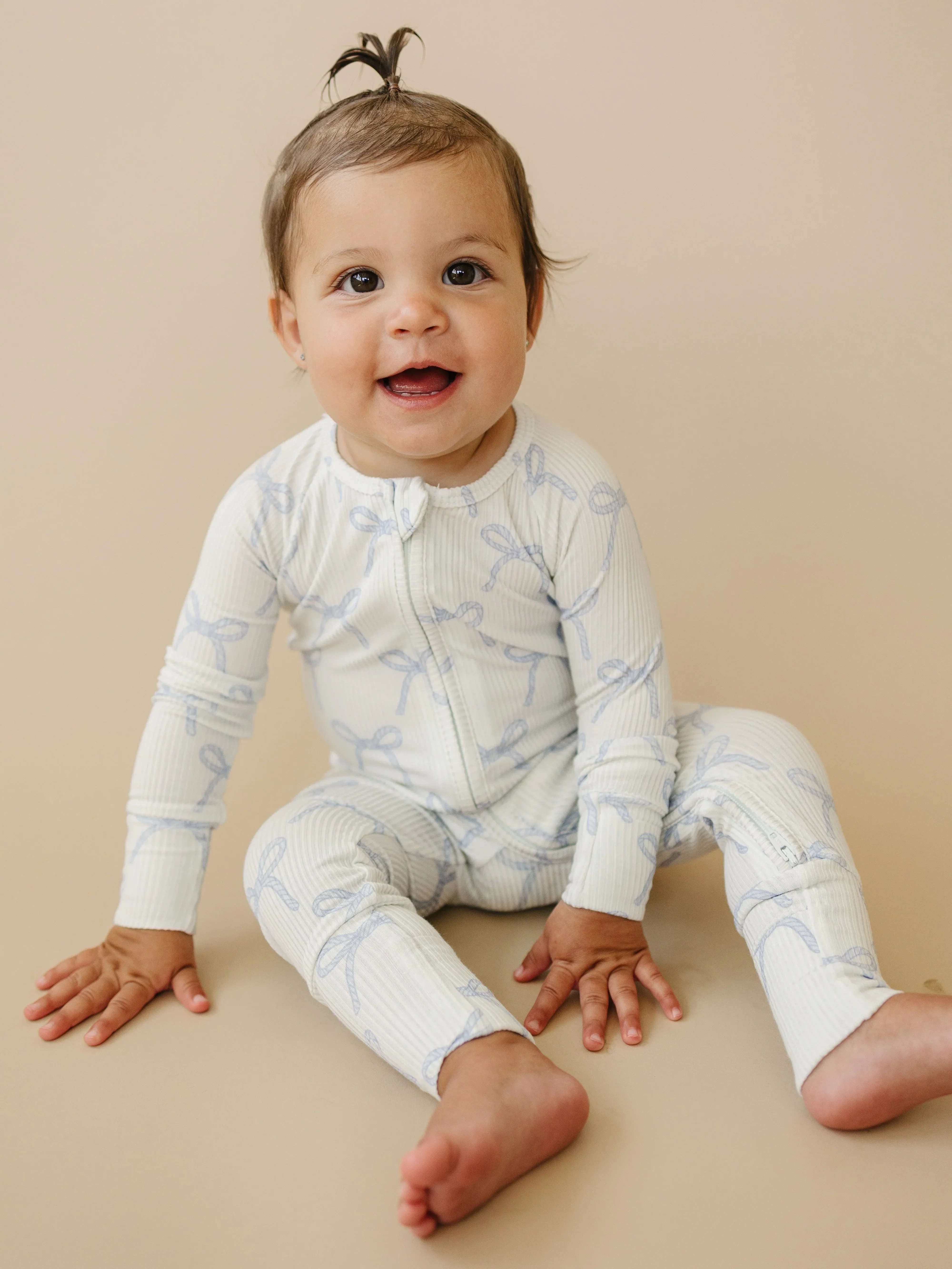 Blue Belle Ribbed Bamboo Zippy Pajamas - Image 6