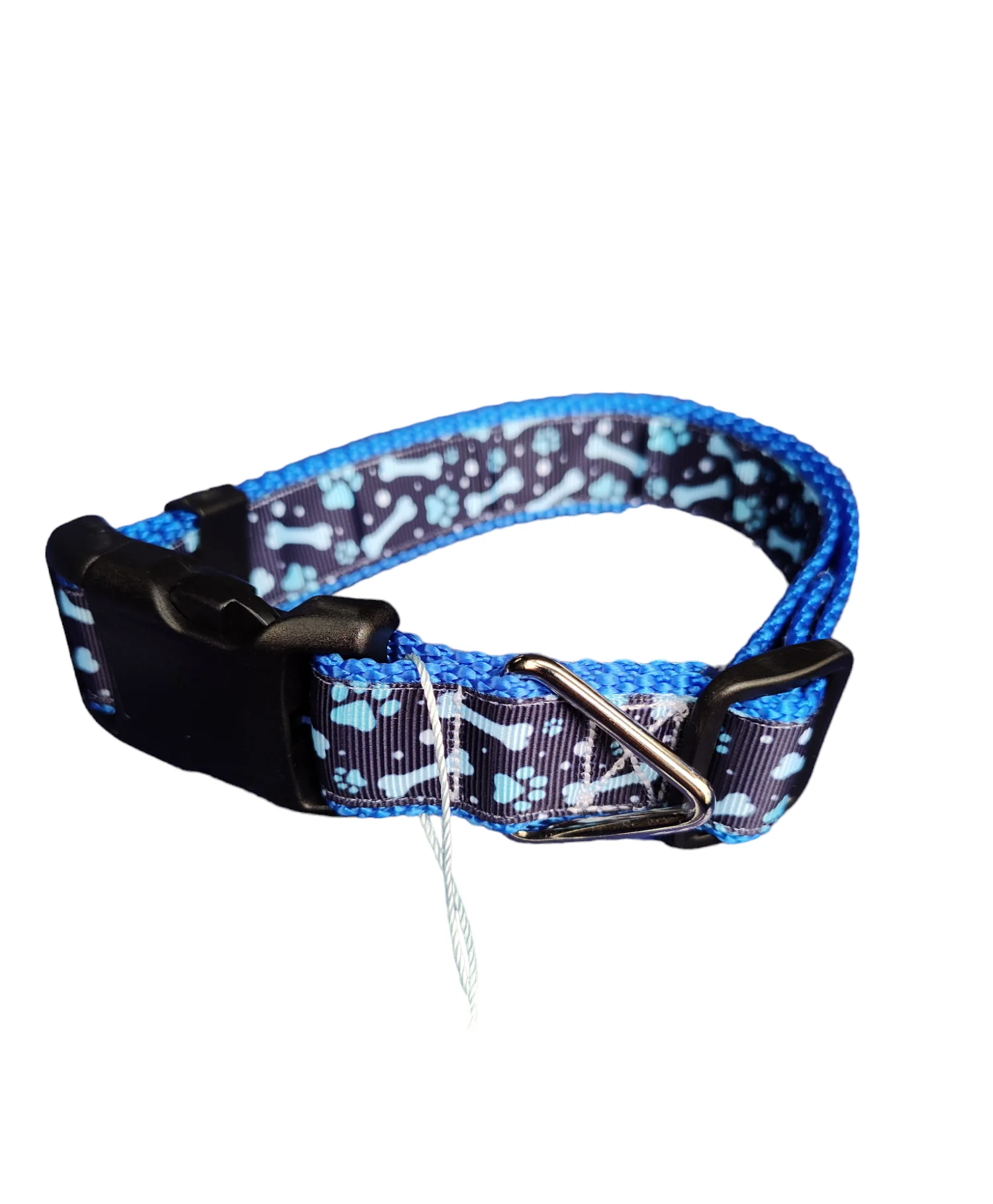 Blue Bones Blue Nylon Dog Collar MD, LG, XL, Leash - Image 2