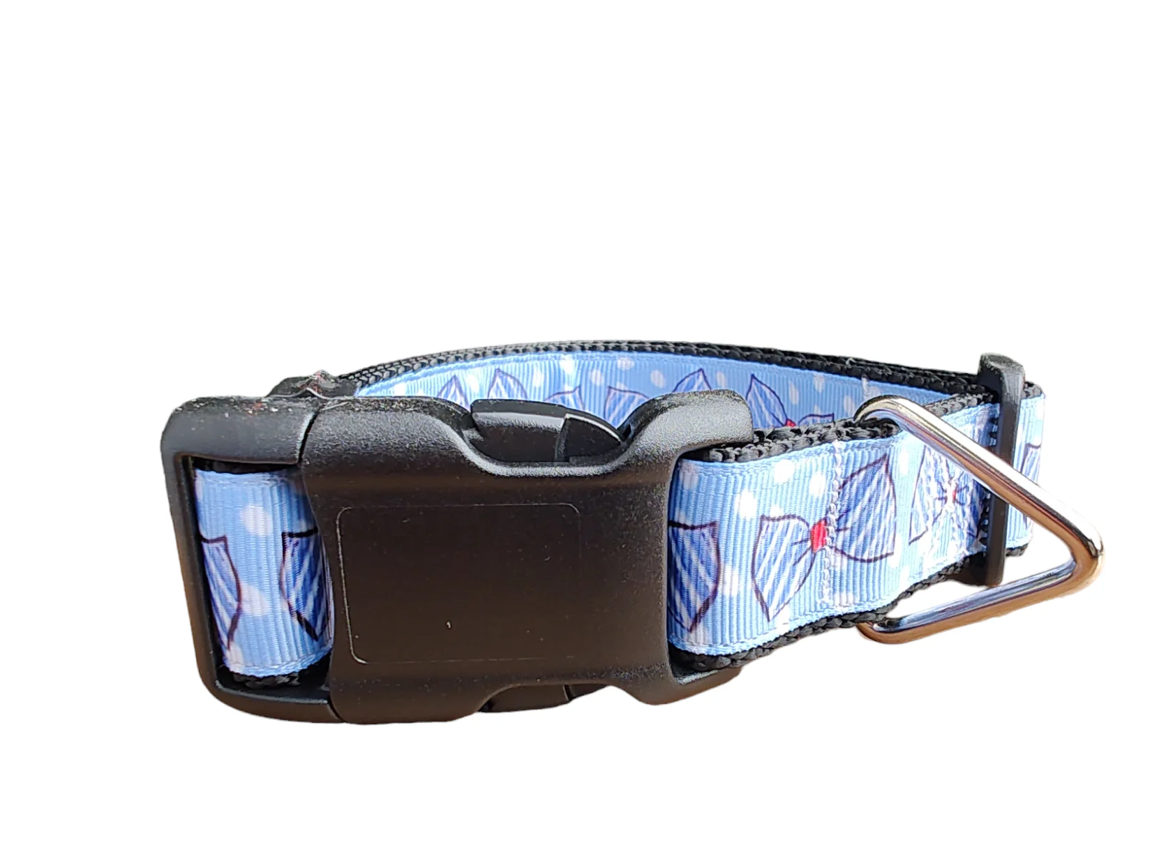 Blue Bow Ties Black Nylon Dog Collar MD, LG, XL, Leash - Image 5