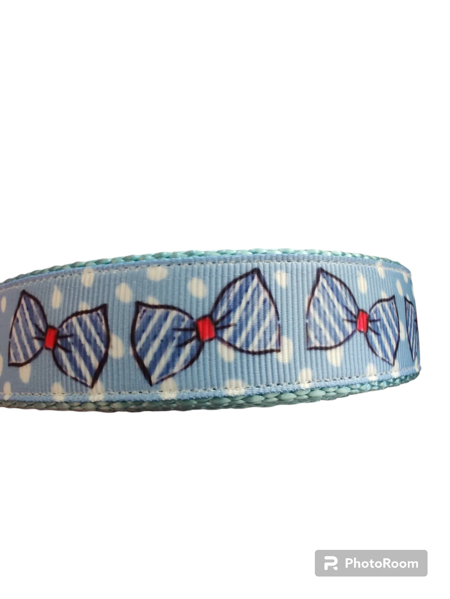 Blue Bow Ties Light Blue Nylon Dog Collar MD, LG, XL, Leash, Martingale - Image 3