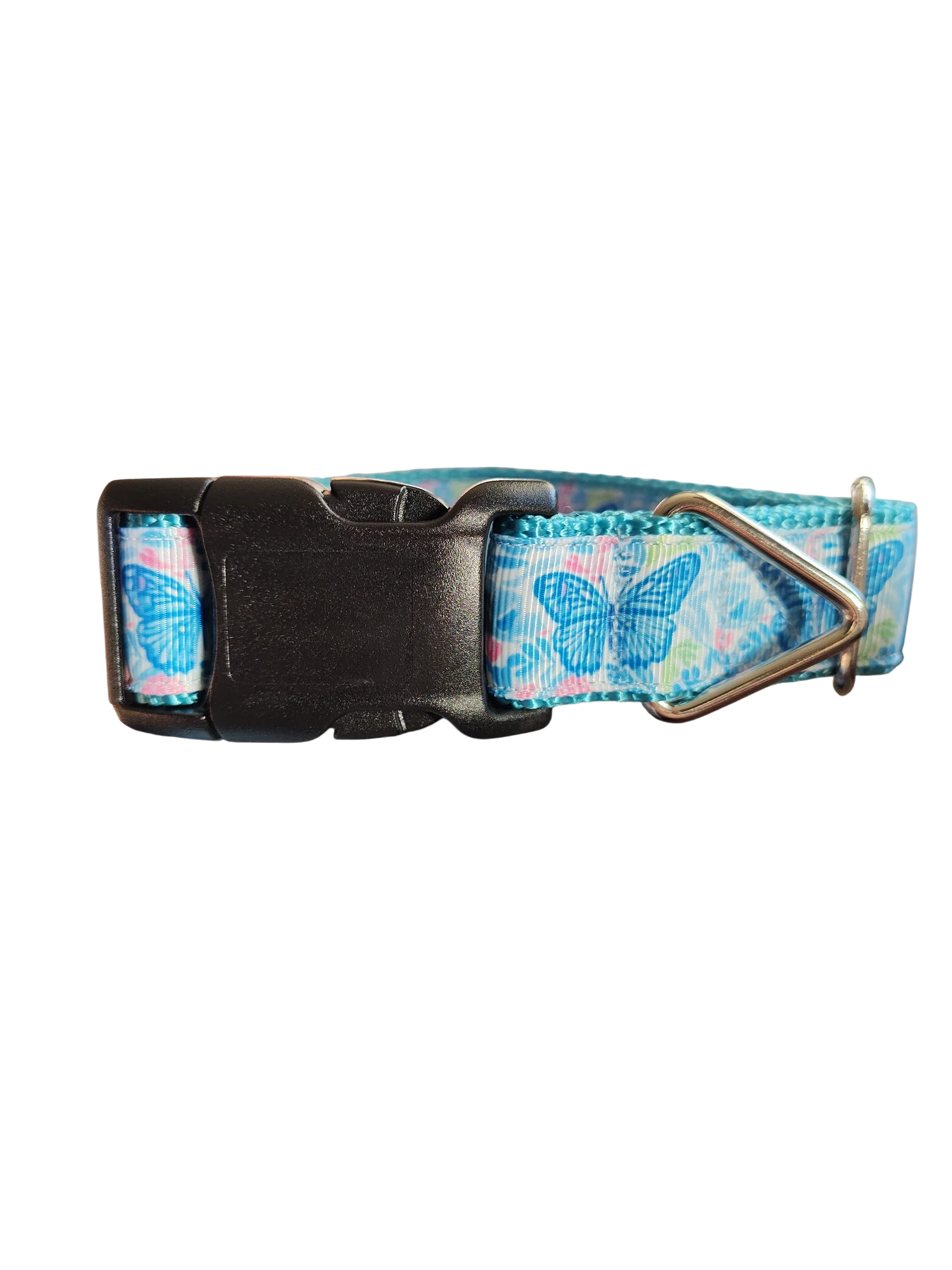 Blue Butterflies Nylon Dog Collar - Image 2
