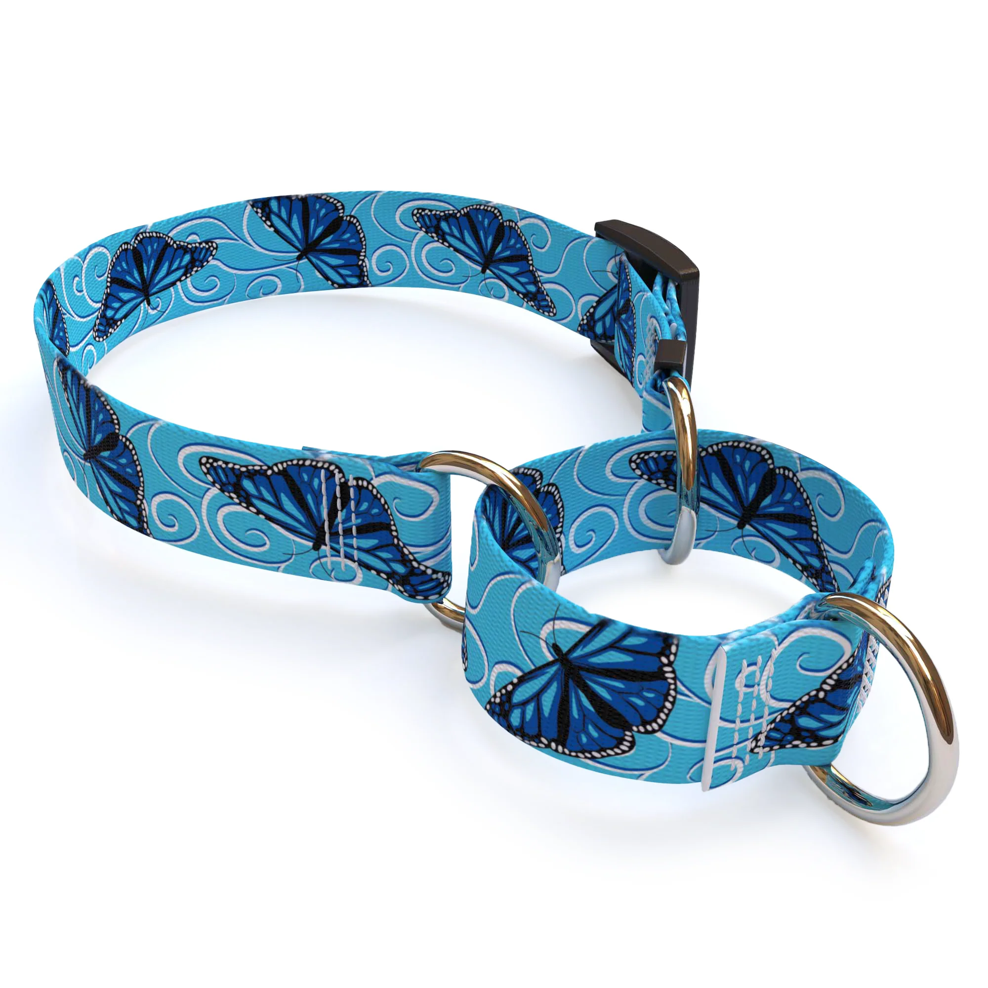Blue Butterfly Swirl Dog Collar - Image 2